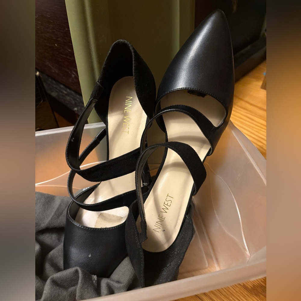 Nine West Black Strappy Heels